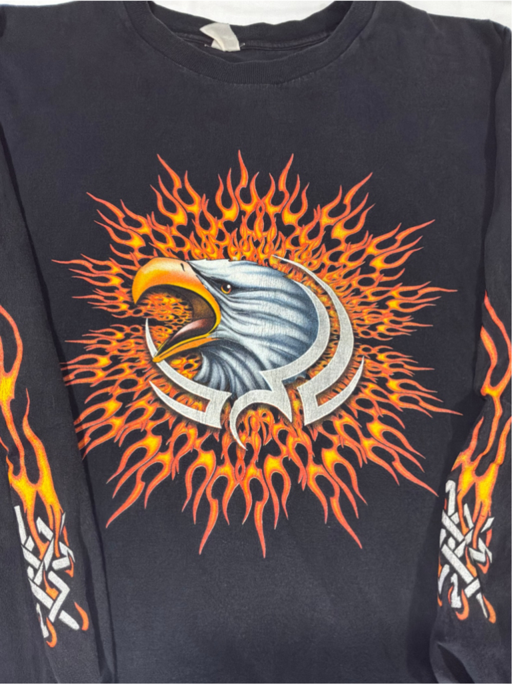 Men's Vintage 90s Good Sports Flaming Eagle Long Sleeve T-Shirt